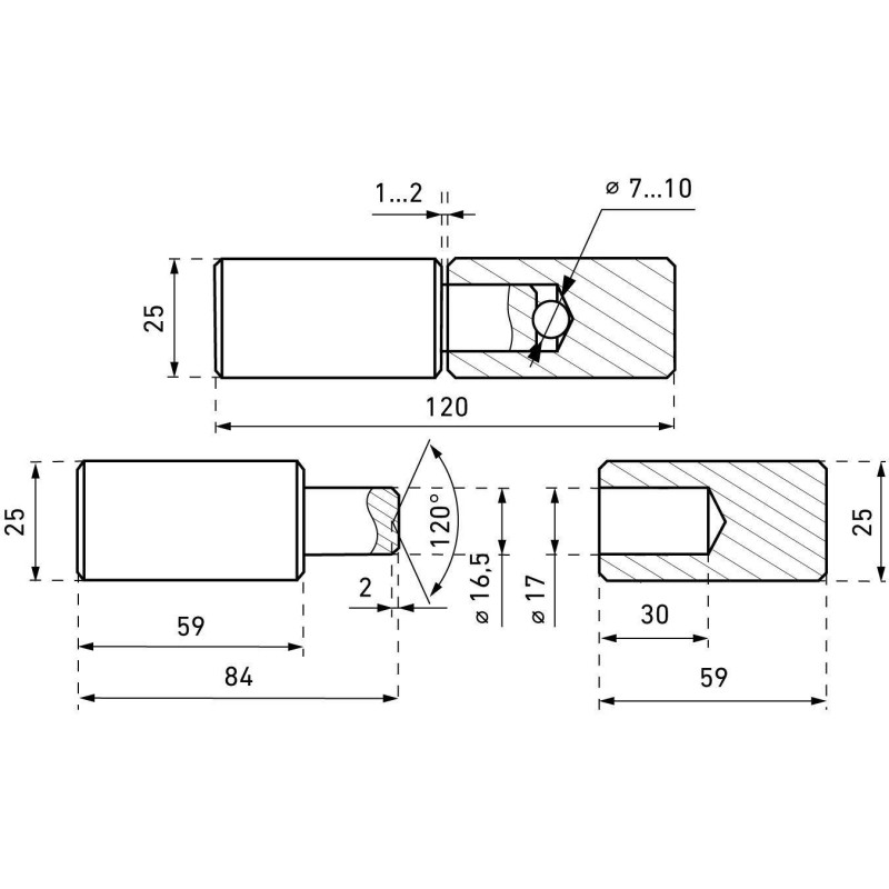 Петля _УЗК_Киров Секрет ПГ-25 (25х120)шар-пет п/сварку с шар(16919) инд уп