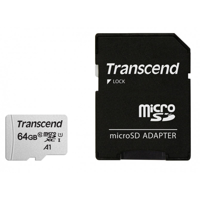 Карта памяти Transcend 300S microSDXC 64Gb UHS-I Cl10 +ад, TS64GUSD300S-A