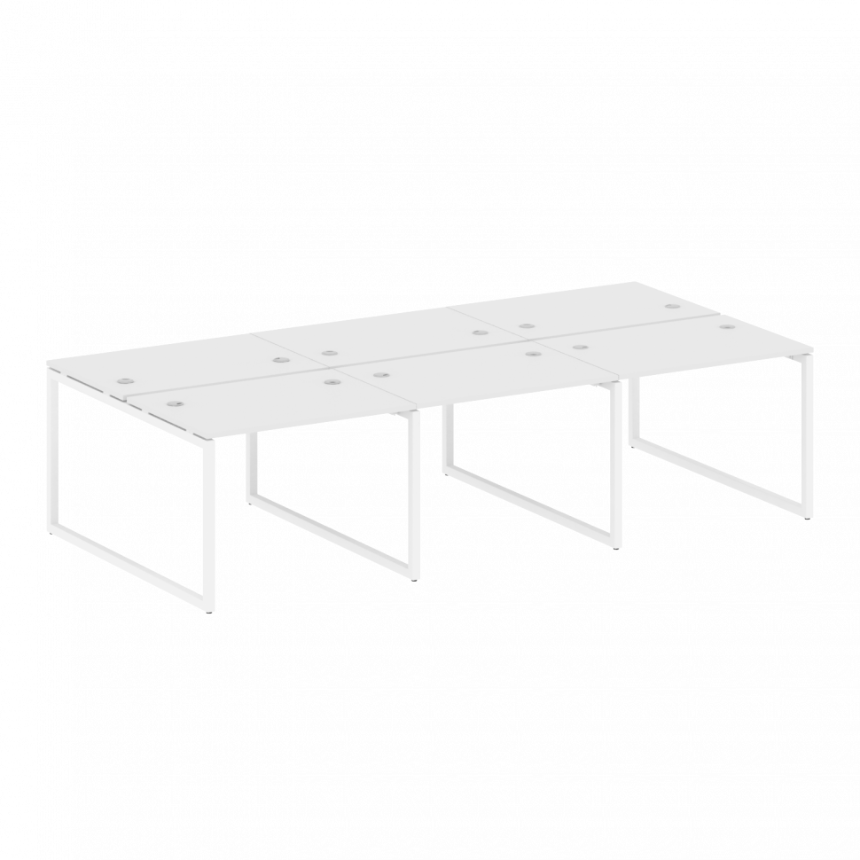 Metal System Quattro Рабочая станция на 6 раб. мест на О-образном м/к 40БО.СМ-6.1 Белый/Металл Белый