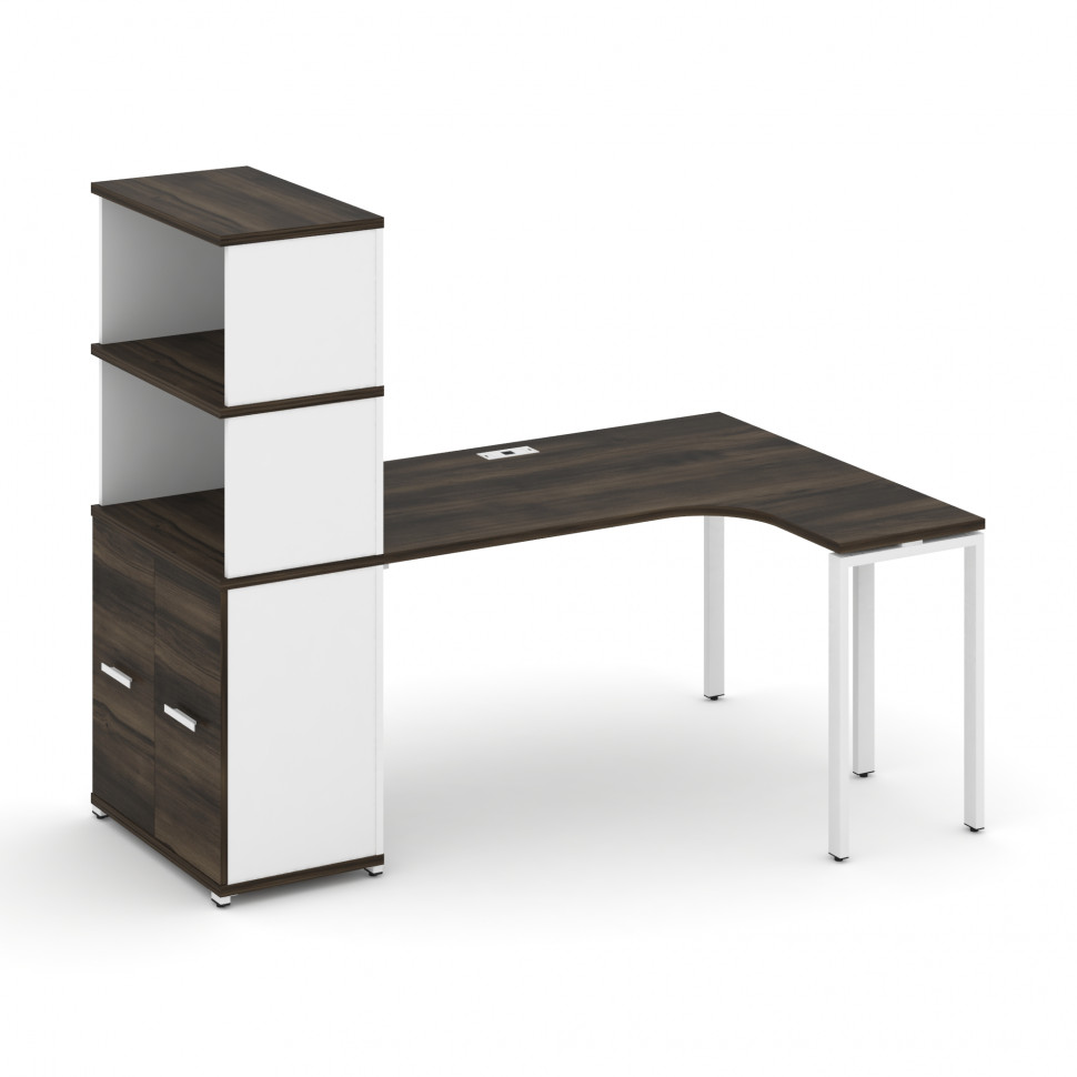 Concept Стол эргономичный с опорным распаш. шкафом с надставкой выс. CN.SA-215(R) W Дуб Мали/Белый Concept Стол эргономичный с опорным распаш. шкафом с надставкой выс. CN.SA-215(R) W Дуб Мали/Белый