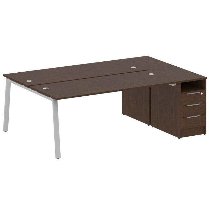 Metal System Рабочая станция с тумбой на А-образном м/к БА.РС-СТП-2.5 Венге Цаво/Металл Серый 2212*1