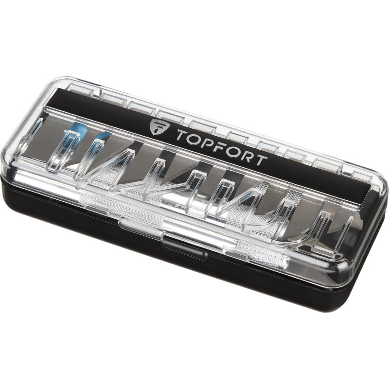 Нож макетный TOPFORT Набор 16поз:нож 3шт,10 лезв.разн.тип,пласт.бокс