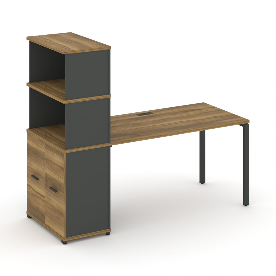 Concept Стол рабочий с опорным распаш. шкафом с надставкой выс. CN.SP-231 A Сандал Янтарный/Антрацит Concept Стол рабочий с опорным распаш. шкафом с надставкой выс. CN.SP-231 A Сандал Янтарный/Антрацит