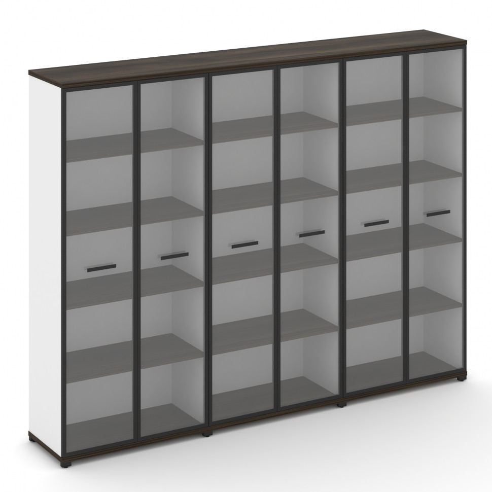 Concept Шкаф 3 широкие секции, 5 ниш CN.STS-538 RPB B Дуб Мали/Белый Бриллиант/Металл Черный/Прозрач