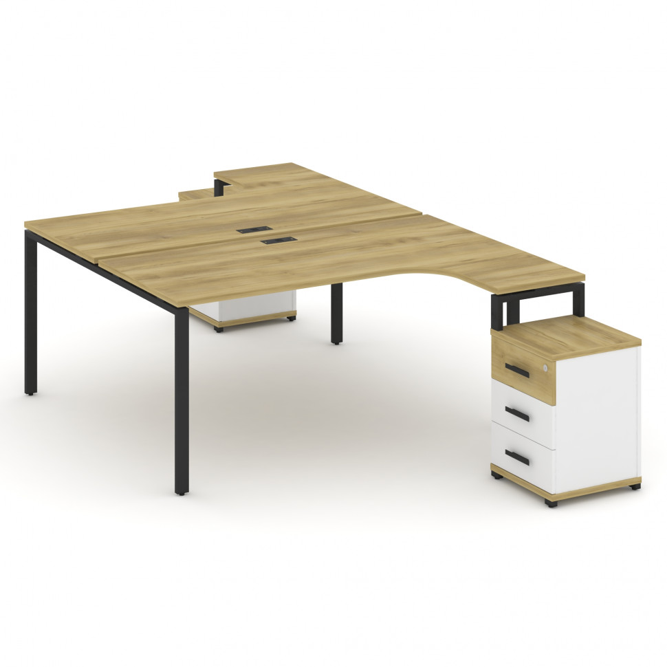 Concept Рабочая станция с 2 опорными тумбами CN.DSA-306 B Дуб Винченцо/Белый Бриллиант/Металл Черный