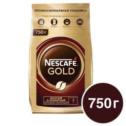 Кофе молотый в растворимом NESCAFE (Нескафе) "Gold", сублимированный, 750 г, мягкая упаковка, 01951, 12348310