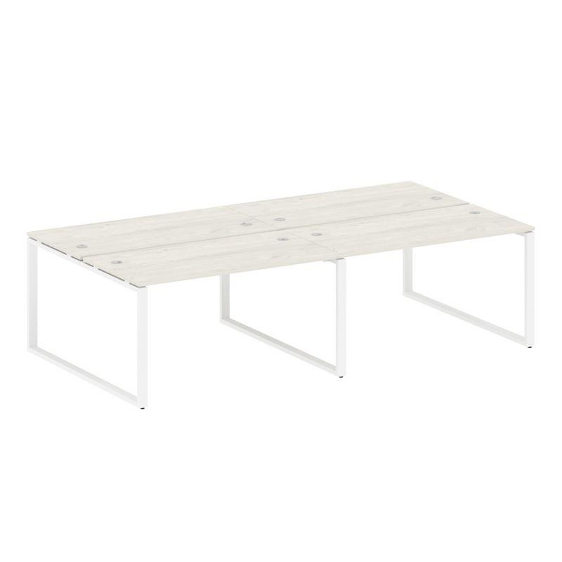 Metal System Рабочая станция на 4 места на О-образном м/к БО.СМ-4.3 Дуб Наварра/Металл Белый 2800*14