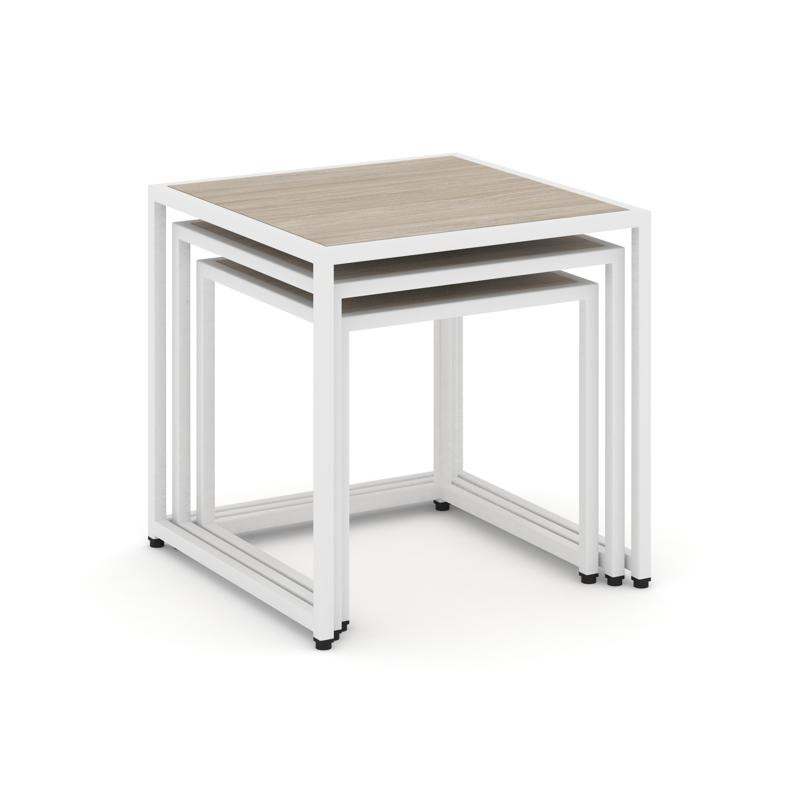 Loft Стол журнальный VR.L-SJK-40 Дуб Аттик/Металл Белый 400*400*400