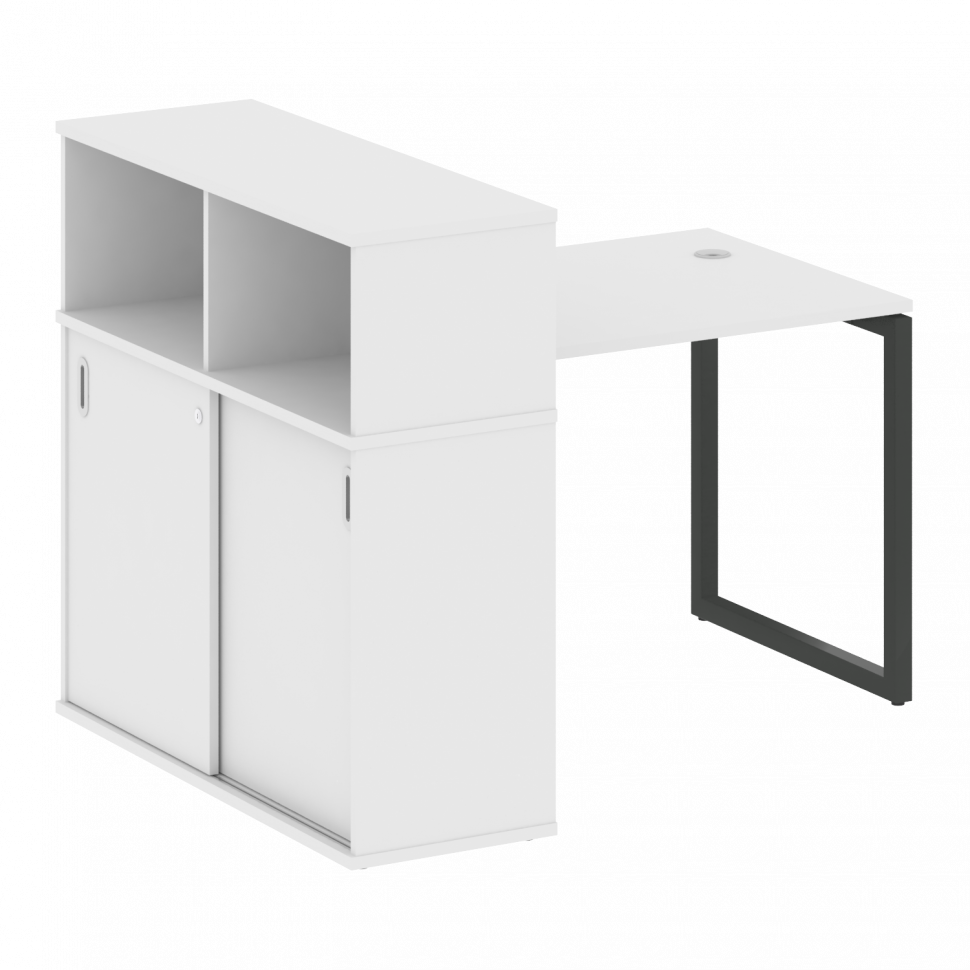 Metal System Quattro Стол письменный с шкафом-купе на О-образном м/к 40БО.РС-СШК-3.1 Т Белый/Металл Metal System Quattro Стол письменный с шкафом-купе на О-образном м/к 40БО.РС-СШК-3.1 Т Белый/Металл