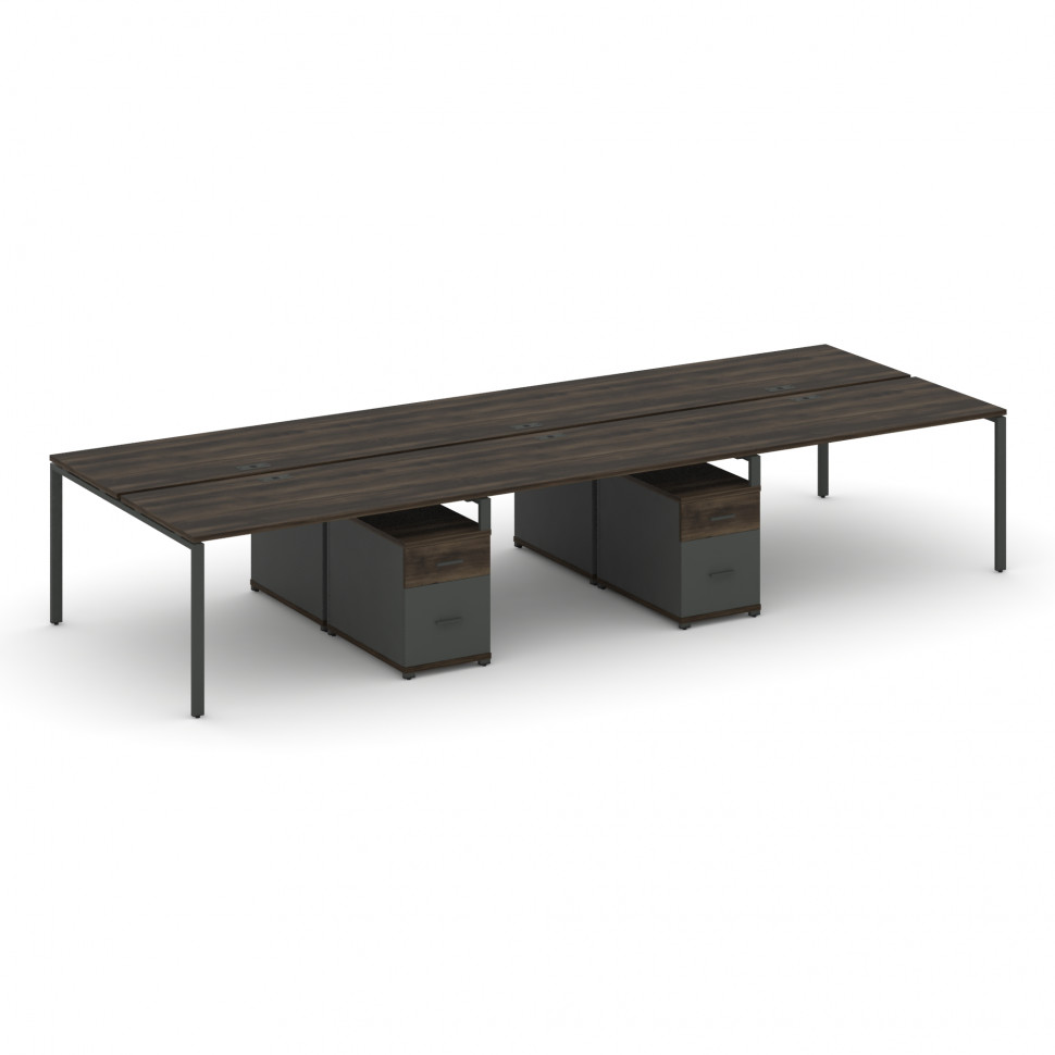 Concept Рабочая станция 6 мест с 2 двухсторонними опорными тумбами CN.DRS-348 A Дуб Мали/Антрацит/Ме Concept Рабочая станция 6 мест с 2 двухсторонними опорными тумбами CN.DRS-348 A Дуб Мали/Антрацит/Ме