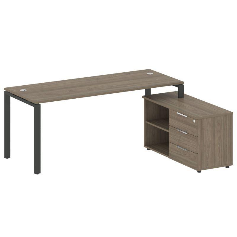 Metal System Рабочая станция с тумбой на П-образном м/к БП.РС-СТС-2.5 (R) Вяз Благородный/Металл Ант