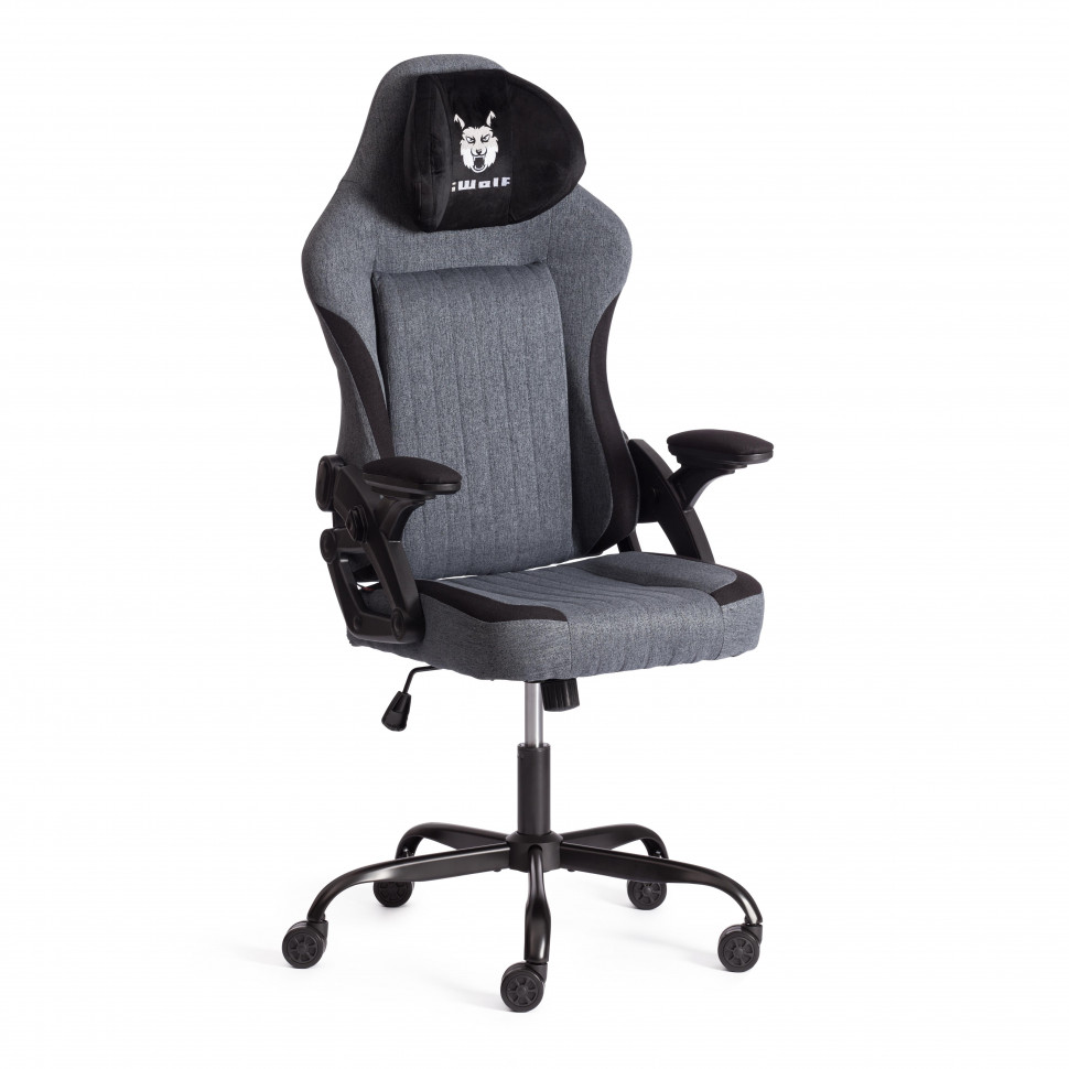 Кресло iWolf ткань, черный/серый, 70х70х129 см