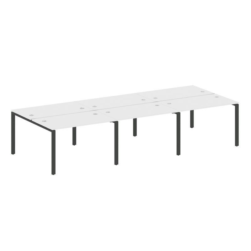 Metal System Рабочая станция на 6 мест на П-образном м/к БП.СМ-6.2 Белый/Металл Антрацит 3600*1475*7