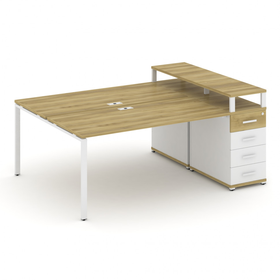 Concept Рабочая станция с 1 опорной тумбой CN.DRS-412 W Дуб Винченцо/Белый Бриллиант/Металл Белый 20