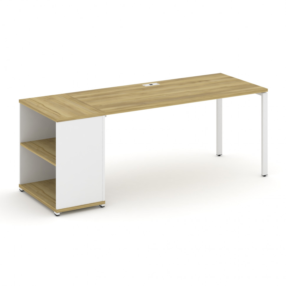 Concept Стол рабочий с опорным стеллажом CN.SP-204 Дуб Винченцо/Белый Бриллиант/Металл Белый 2000*72