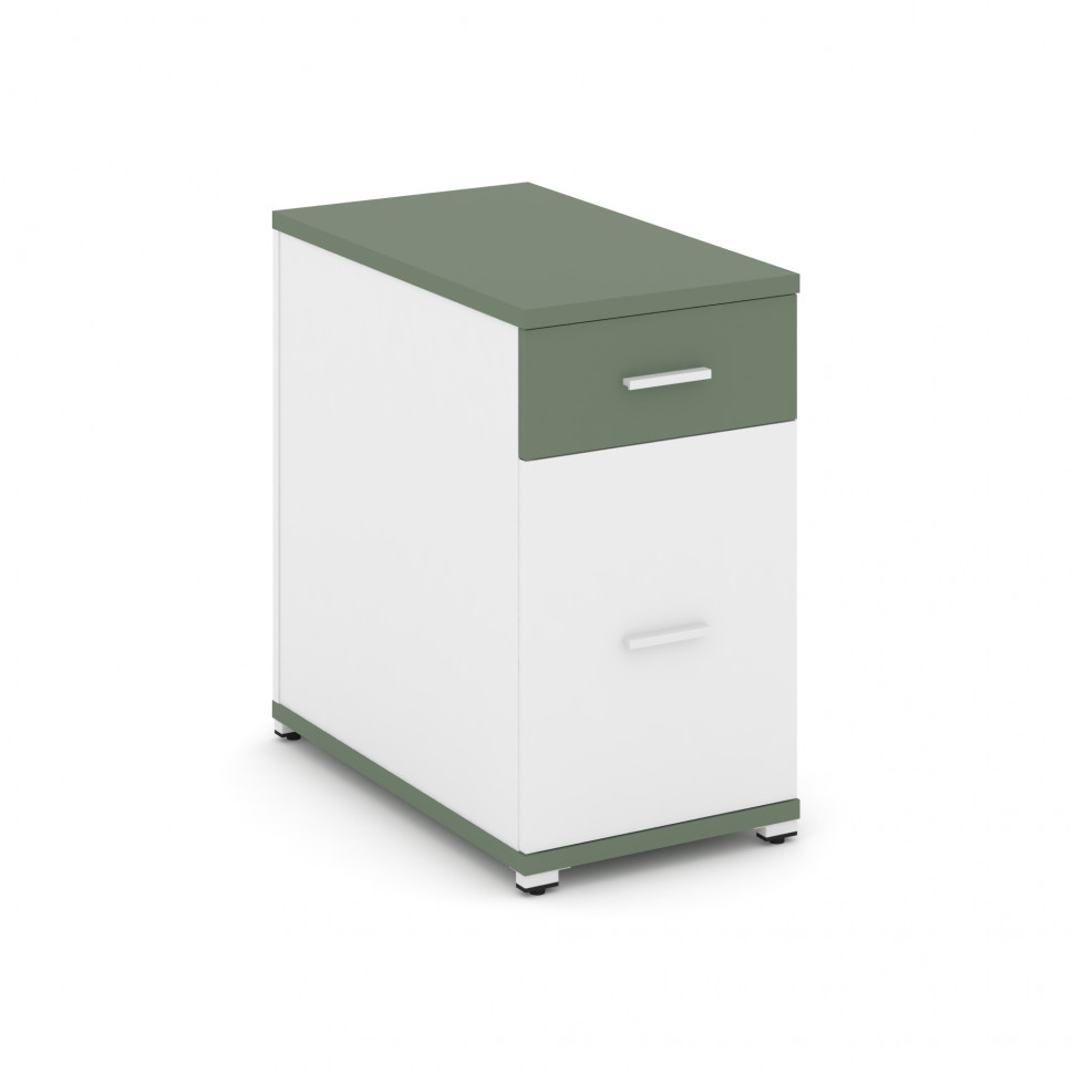 Concept Тумба опорная/приставная 1 ящ.+1 распаш. фасад CN.TGO-005 W Кобо/Белый Бриллиант/Металл Белы