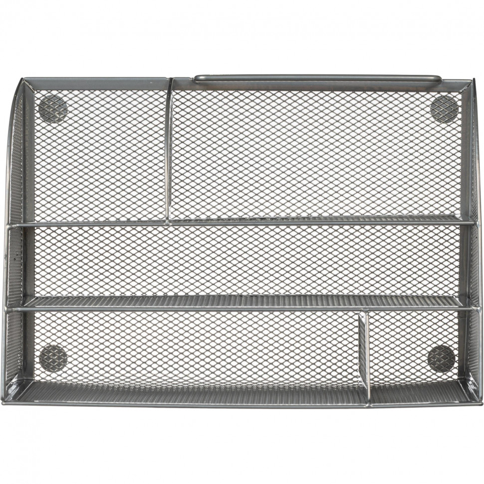 Подставка-органайзер д/канц.мелочей Комус 5отд мет сетка 255х180х105мм сере