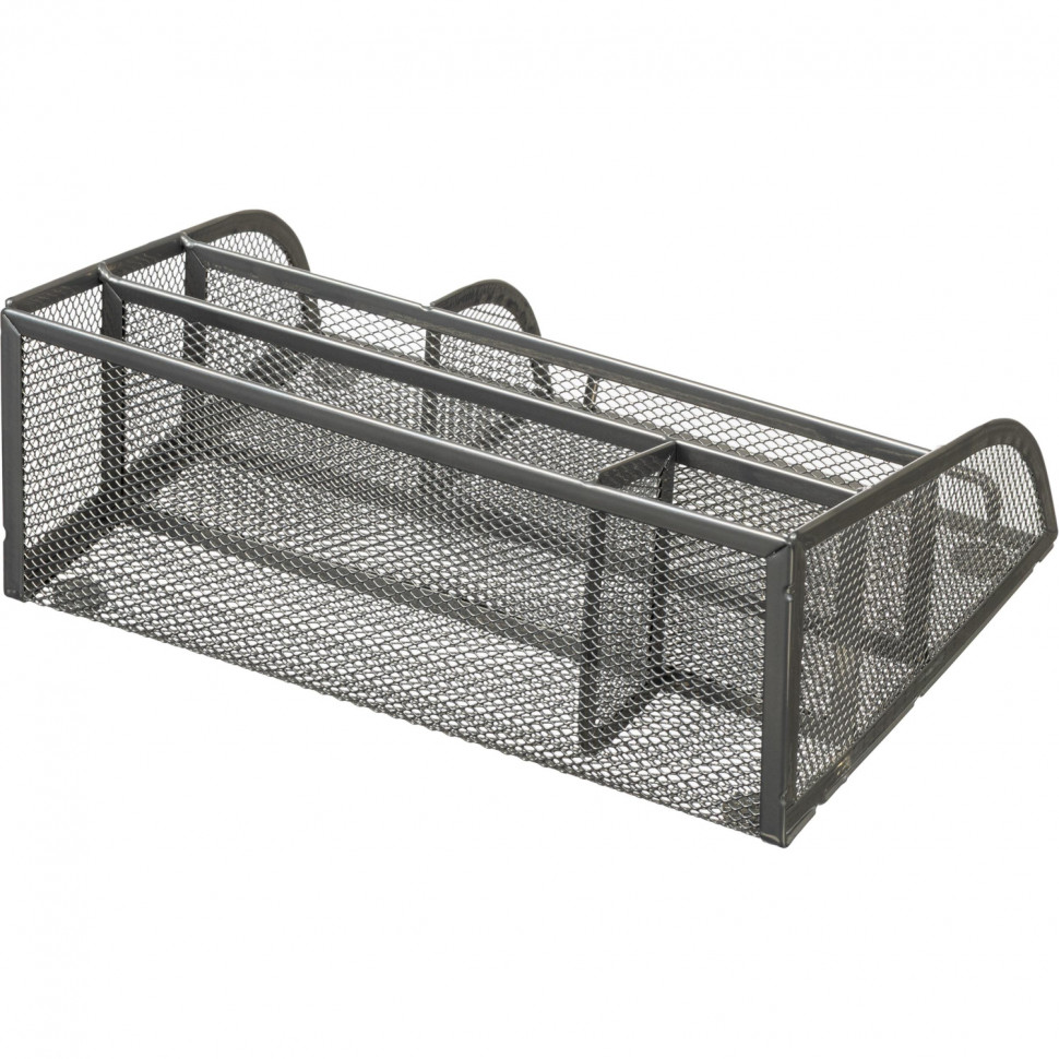 Подставка-органайзер д/канц.мелочей Комус 5отд мет сетка 255х180х105мм сере
