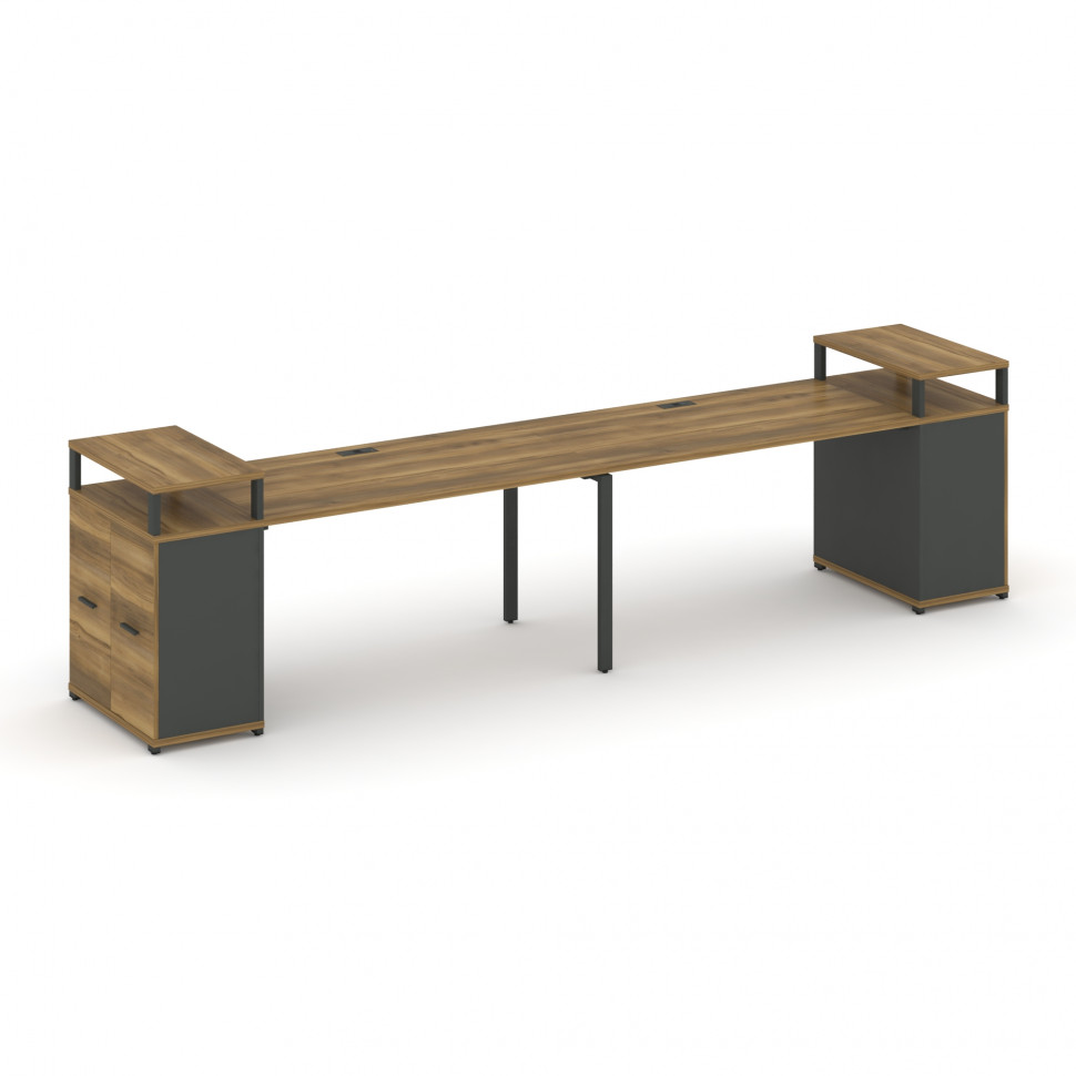 Concept Рабочая станция с опорными распаш. шкафами с верх. горизонтами  CN.ORS-222 A Сандал Янтарный