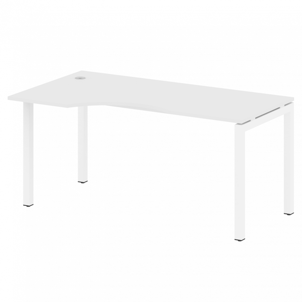 Metal System Quattro Стол криволинейный левый на П-образном м/к 50БП.СА-1 (L) Белый/Металл Белый 160