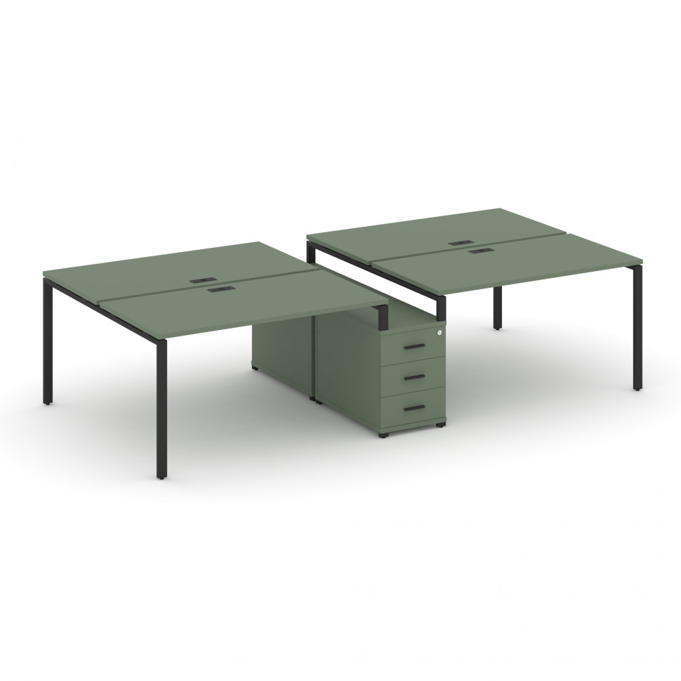 Concept Рабочая станция 4 места с двухсторонней опорной тумбой CN.DRS-312 B Кобо/Металл Черный 3072*