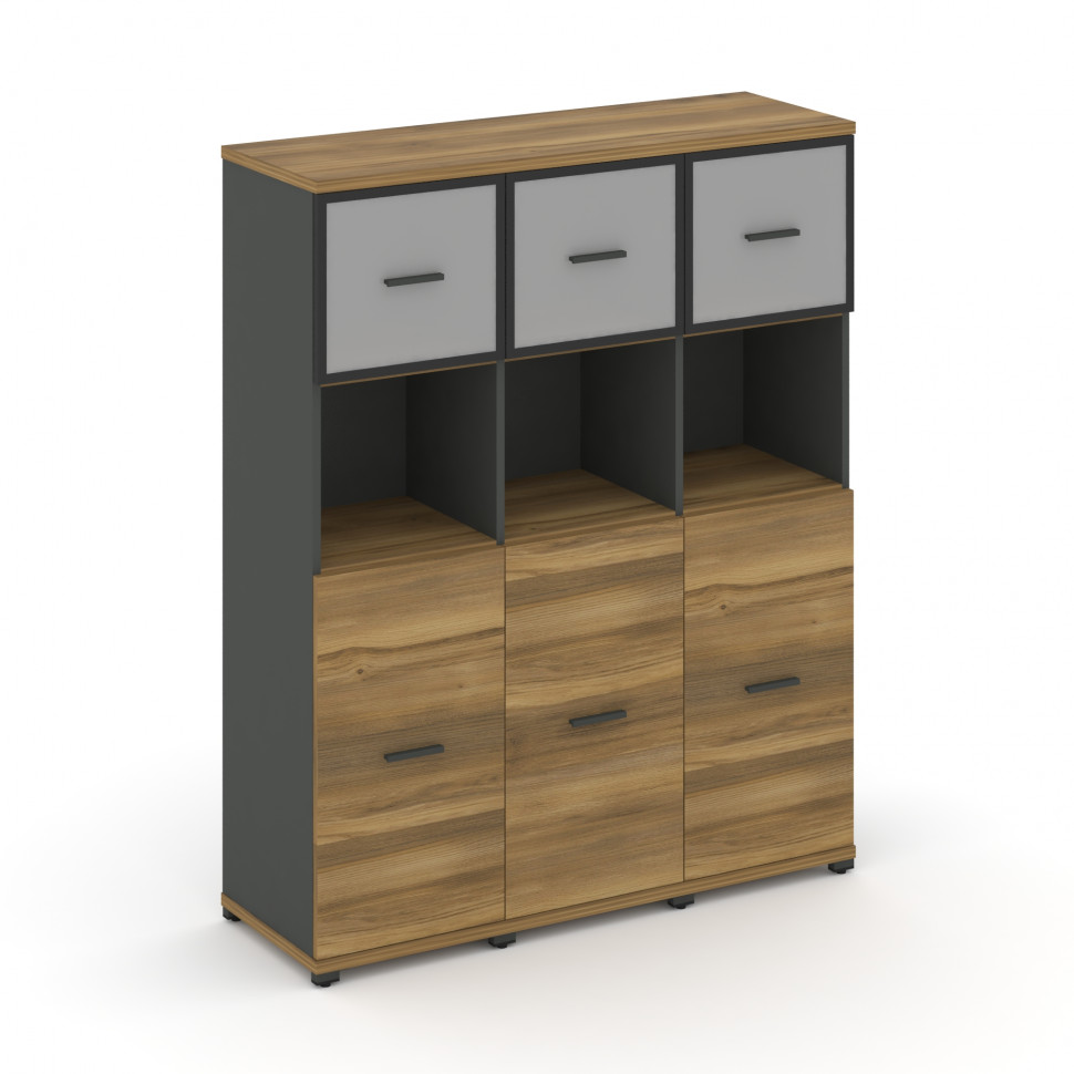 Concept Шкаф 3 узкие секции, 4 ниши CN.STU-435 RMB A Сандал Янтарный/Антрацит/Металл Антрацит/Сатин