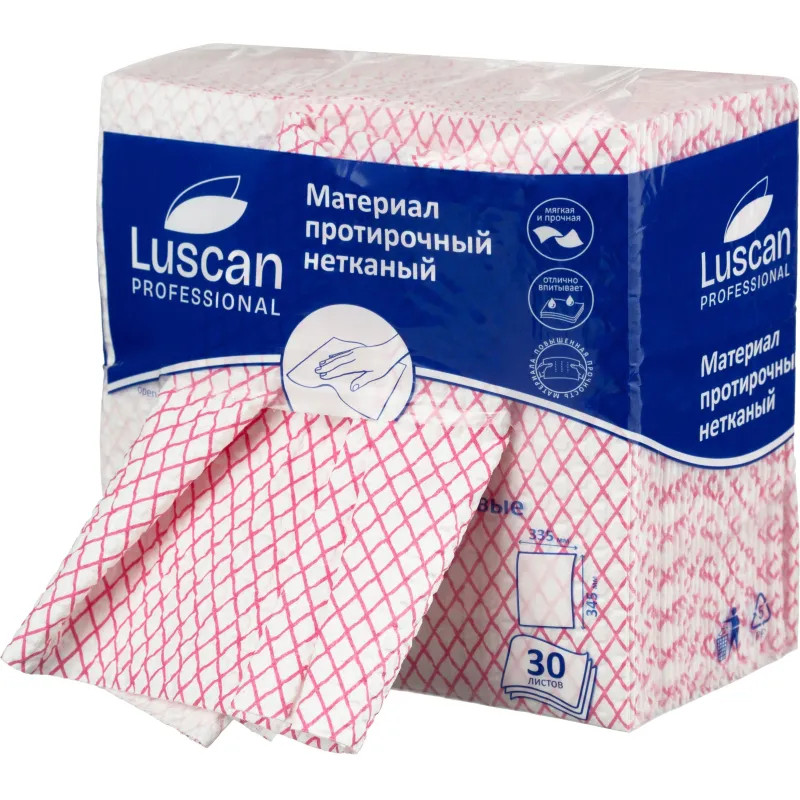 Материал протирочный нетканый Luscan Prof красный 110г 33,5х34,5см 30л/уп