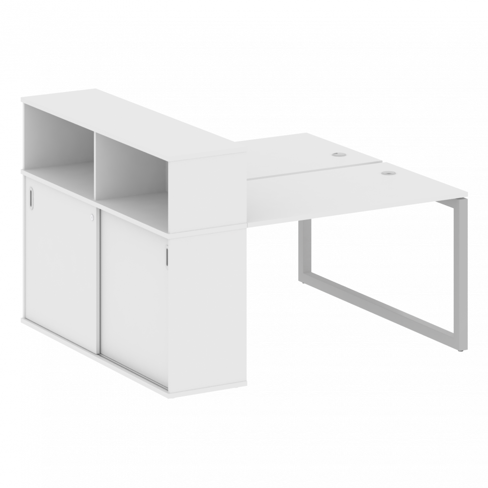 Metal System Quattro Рабочая станция с шкафом-купе на О-образном м/к 50БО.РС-СШК-2.2 Т Белый/Металл Metal System Quattro Рабочая станция с шкафом-купе на О-образном м/к 50БО.РС-СШК-2.2 Т Белый/Металл