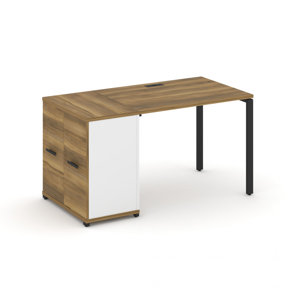 Concept Стол рабочий с опорным распаш. шкафом CN.SP-217 B Сандал Янтарный/Белый Бриллиант/Металл Чер Concept Стол рабочий с опорным распаш. шкафом CN.SP-217 B Сандал Янтарный/Белый Бриллиант/Металл Чер