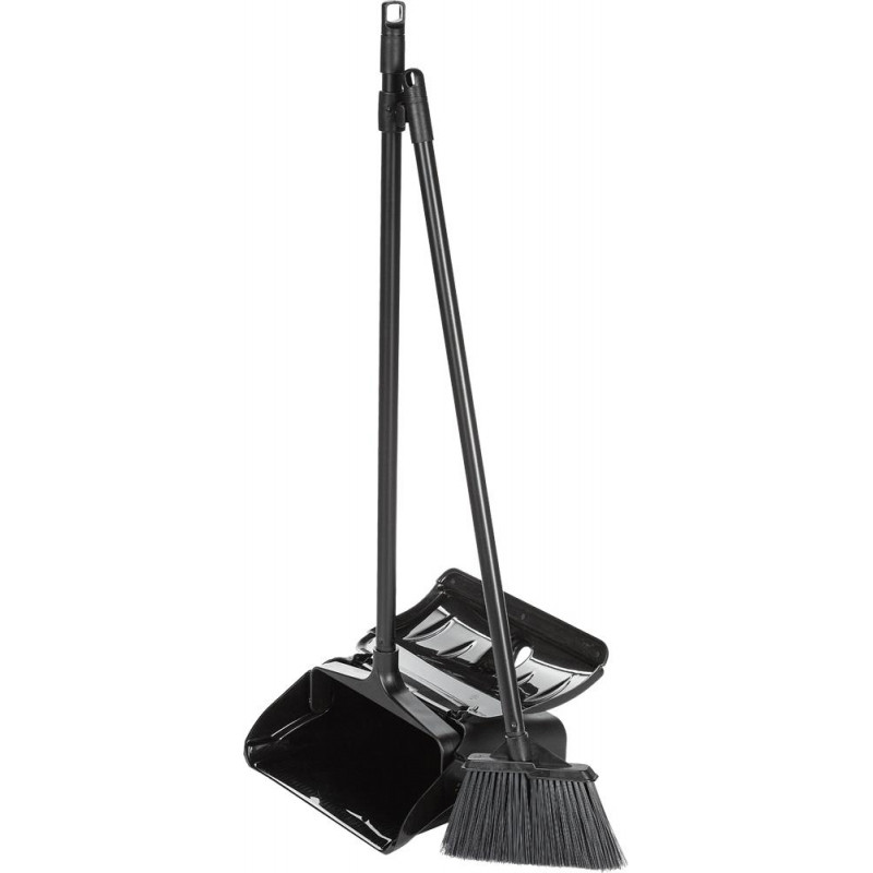 Комплект для уборки совок 30см с крышкой+щетка 15см алюм.ручка 75см