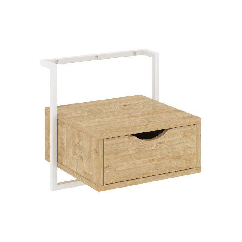 Loft Тумба навесная (крепление к стене) VR.L-SY1 Тиквуд Светлый/Металл Белый 450*409*450 Loft Тумба навесная (крепление к стене) VR.L-SY1 Тиквуд Светлый/Металл Белый 450*409*450