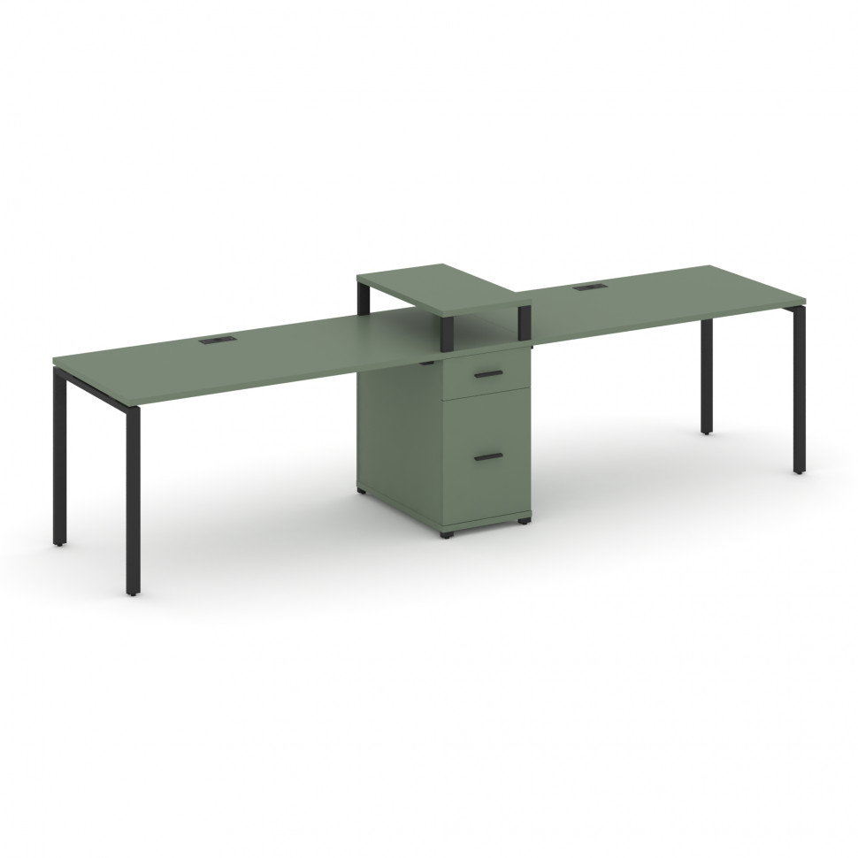 Concept Рабочая станция 2 места с 1 опорной тумбой CN.ORS-421 B Кобо/Металл Черный 2380*720*917