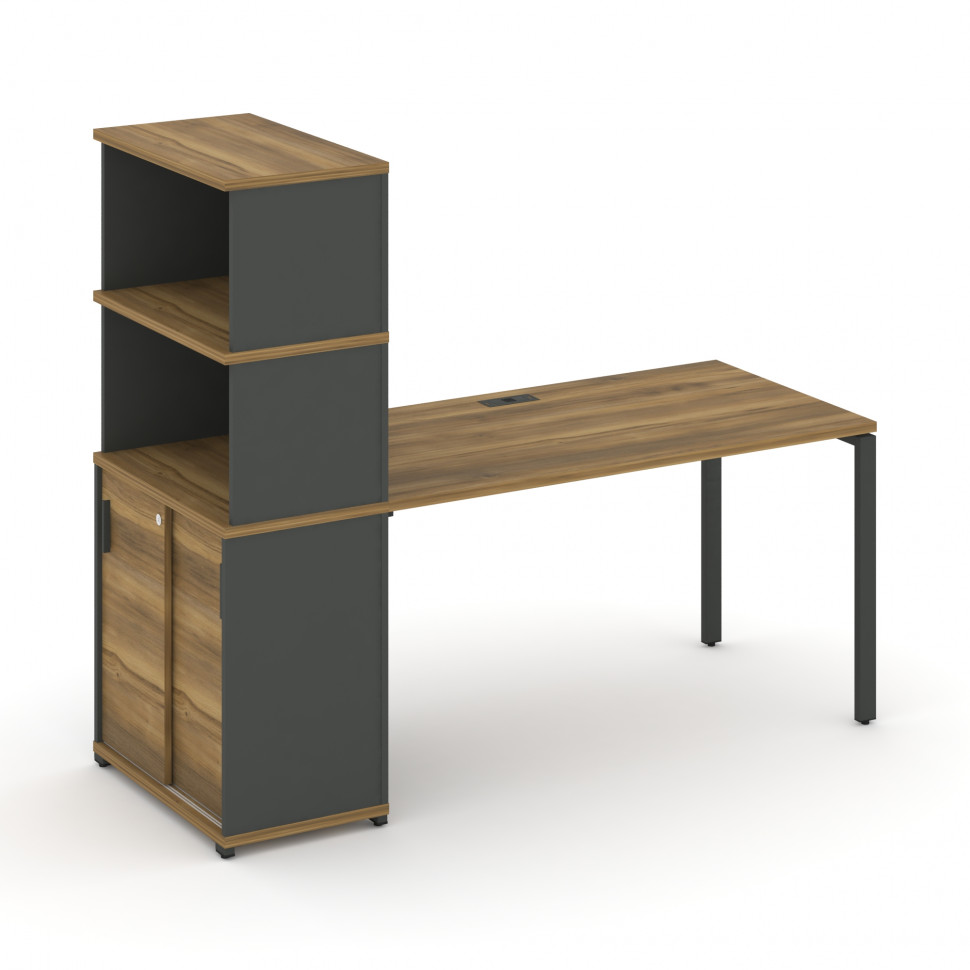 Concept Стол рабочий с опорным шкафом-купе с надставкой выс. CN.SP-241 A Сандал Янтарный/Антрацит/Ме