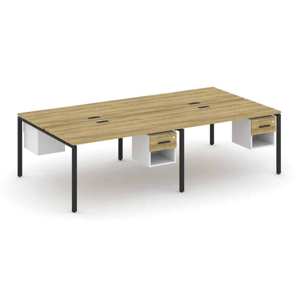 Concept Рабочая станция двухсторонняя с подвесными тумбами на 4 места CN.DRS-139 B Дуб Винченцо/Белы