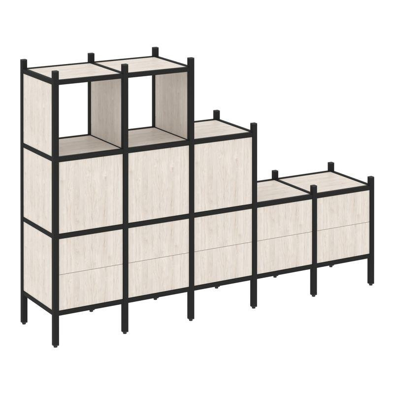 Loft Прямой стеллаж VR.L-19 Денвер Светлый/Металл Черный 2110*446*1458