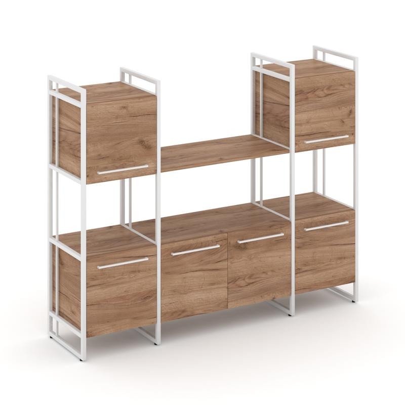 Rift Шкаф комбинированый RF.NS-002 Дуб Табак/Металл Белый/Белый Ручки 1598*396*1286