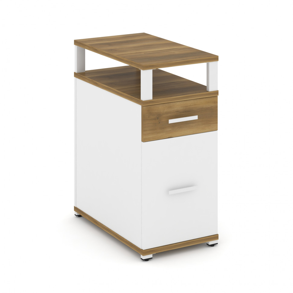 Concept Тумба опорная/приставная 1 ящ.+1 распаш. фасад с надставкой CN.TGO-006 W Сандал Янтарный/Бел