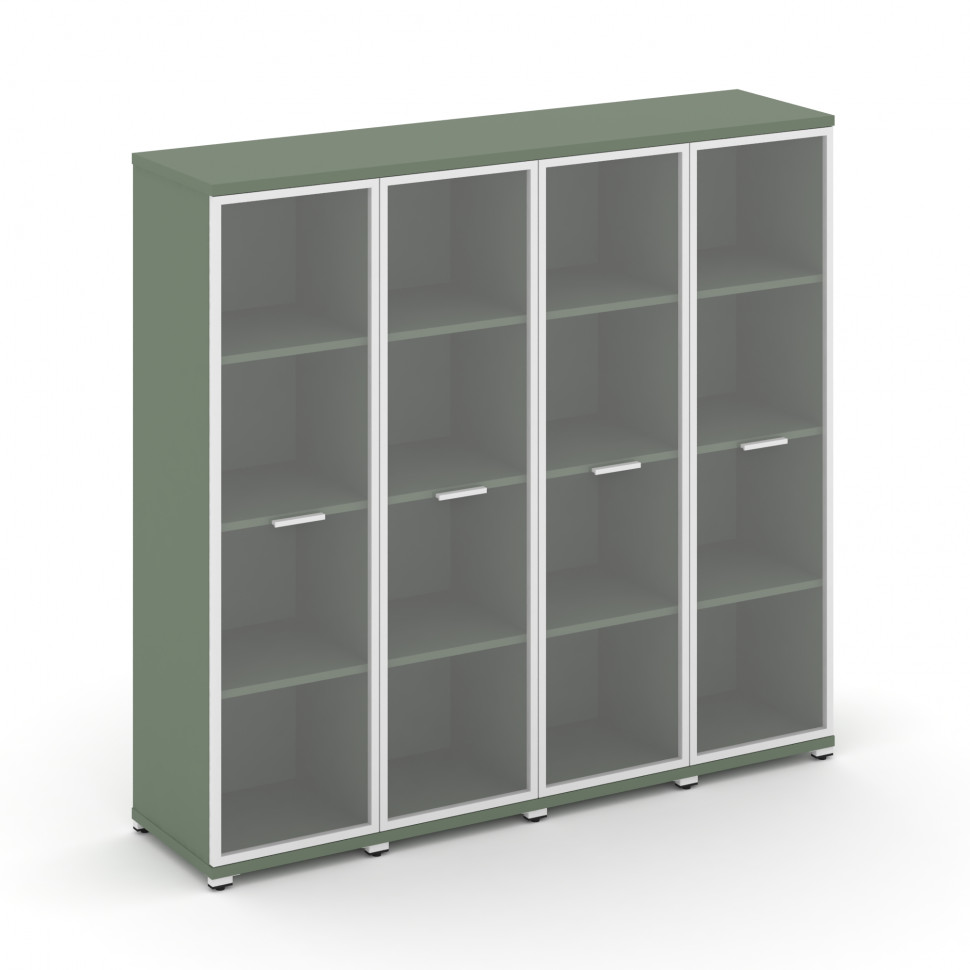 Concept Шкаф 4 узкие секции, 4 ниши CN.STU-446 RPW W Кобо/Металл Белый/Прозрачный 1668*420*1554