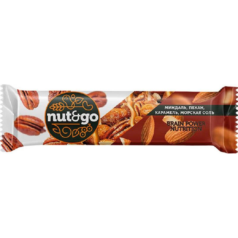 Батончик миндальный NUT N GO с пеканом КА,18 шт /уп КВК 335