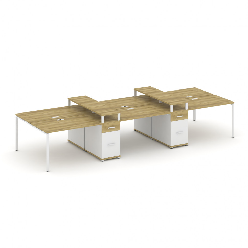 Concept Рабочая станция 6 мест с 2 опорными тумбами CN.DRS-470 W Дуб Винченцо/Белый Бриллиант/Металл Concept Рабочая станция 6 мест с 2 опорными тумбами CN.DRS-470 W Дуб Винченцо/Белый Бриллиант/Металл