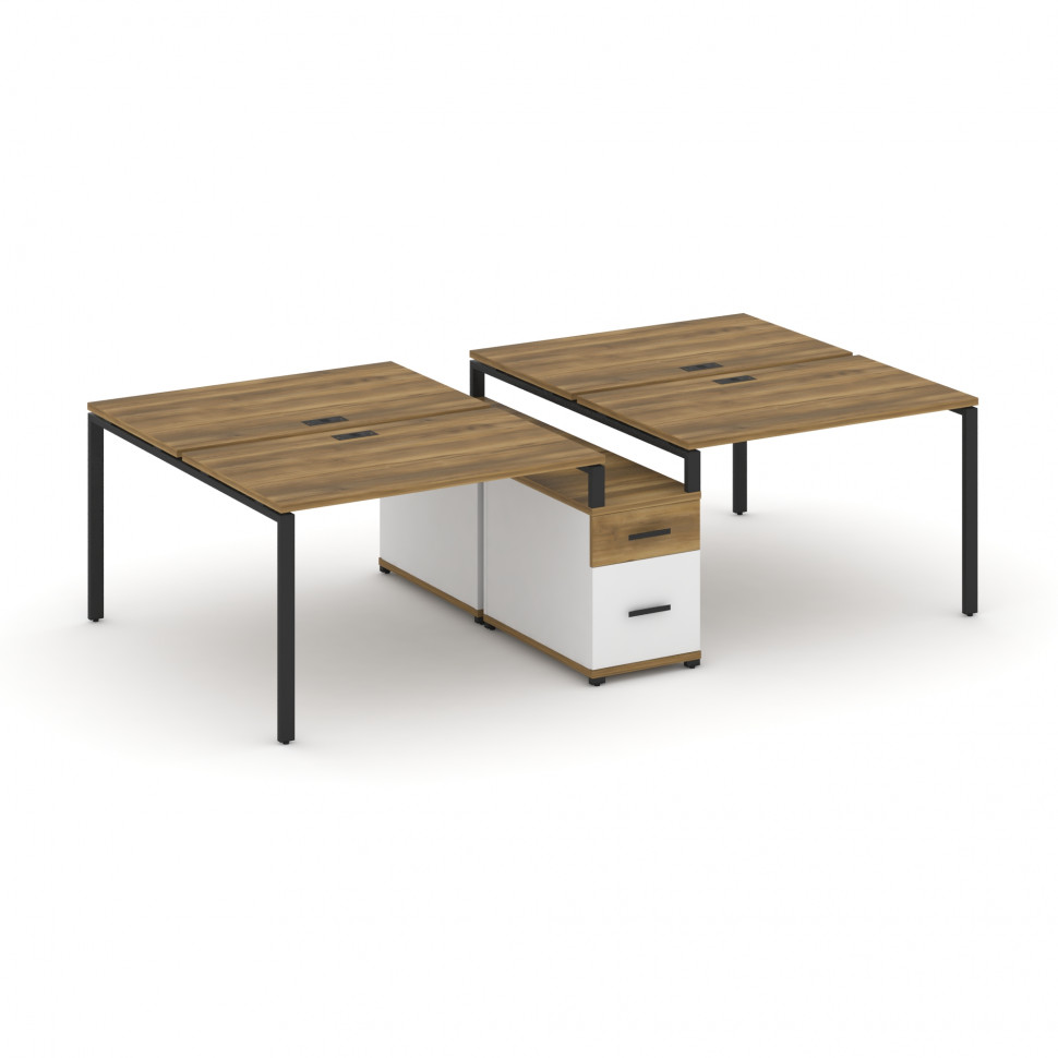 Concept Рабочая станция 4 места с двухсторонней опорной тумбой CN.DRS-314 B Сандал Янтарный/Белый Бр