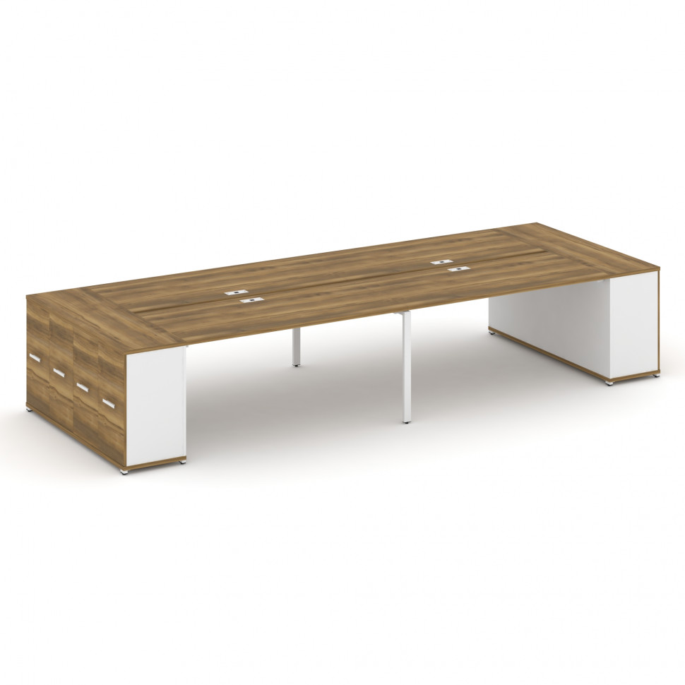 Concept Рабочая станция с опорными распаш. шкафами CN.DRS-264 W Сандал Янтарный/Белый Бриллиант/Мета