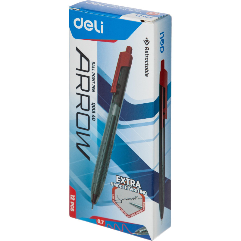 Ручка шариковая автомат. Deli Arrow д.ш.0,7мм лин 0,35мм крас EQ01340