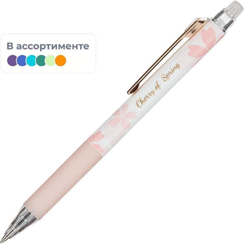 Ручка гелевая автоматическая стир.чер. M&amp;G Sakura,0,5мм,син, в асс,манж