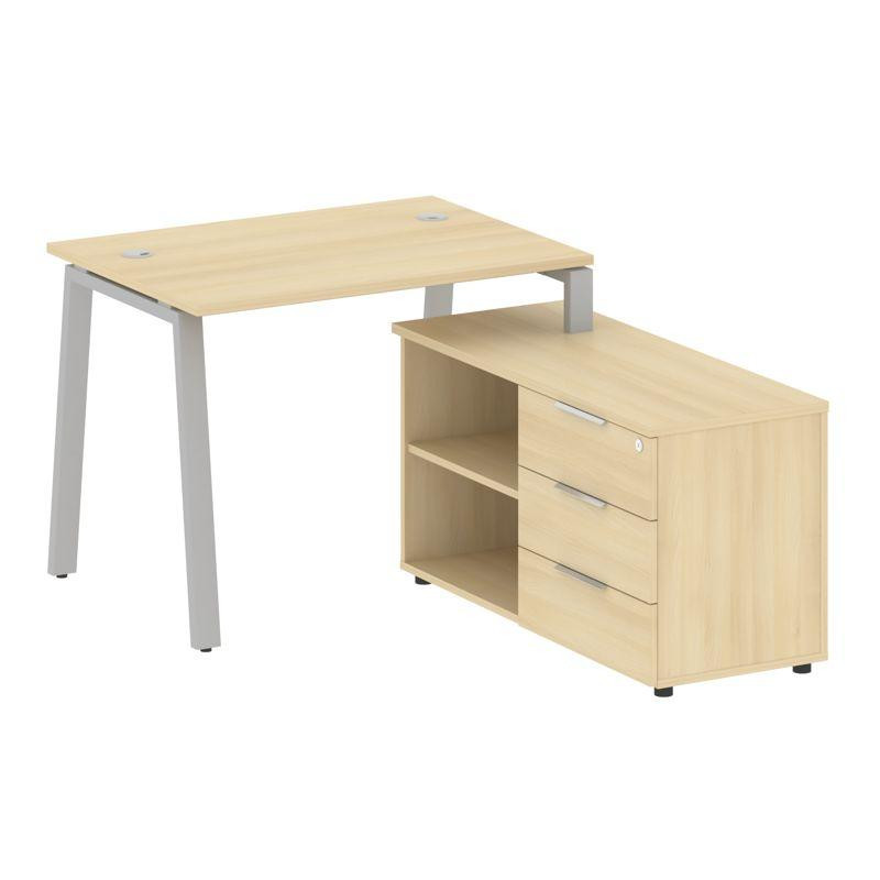 Metal System Рабочая станция с тумбой на А-образном м/к БА.РС-СТС-2.1 (R) Акация Лорка/Металл Серый Metal System Рабочая станция с тумбой на А-образном м/к БА.РС-СТС-2.1 (R) Акация Лорка/Металл Серый