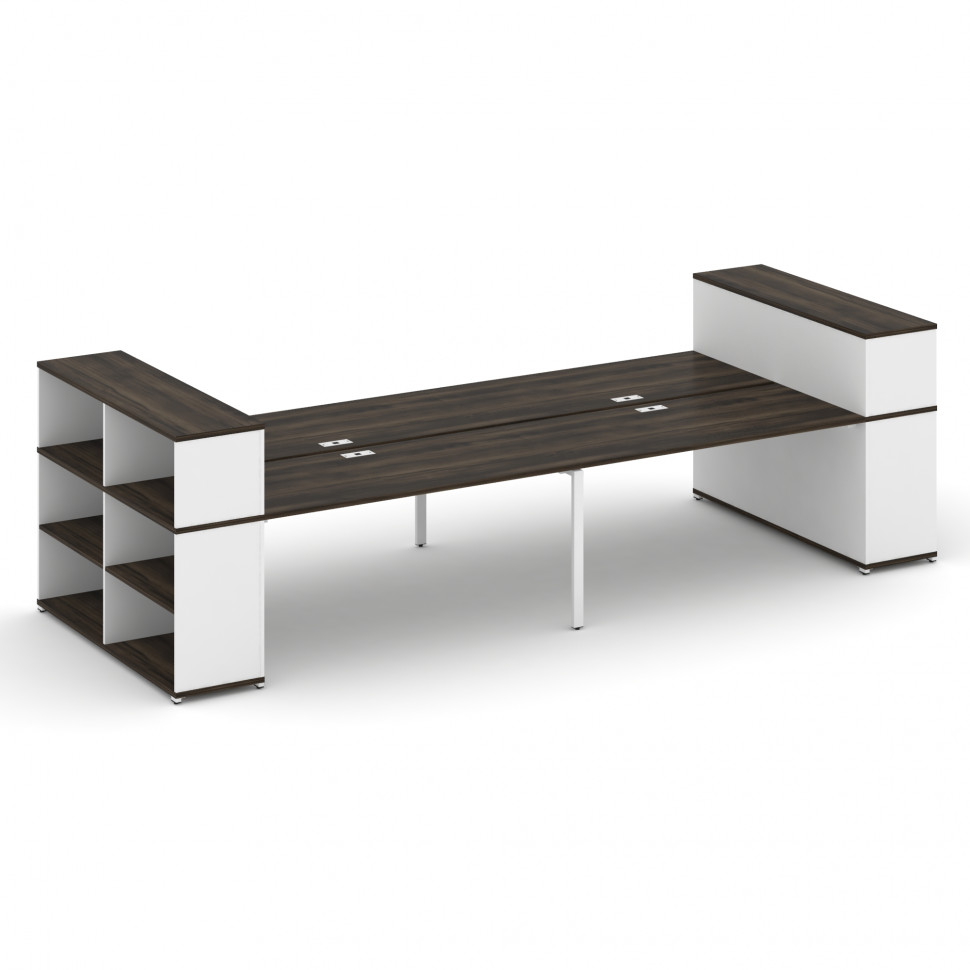 Concept Рабочая станция с опорными стеллажами с надставкой низ. CN.DRS-256 Дуб Мали/Белый Бриллиант/ Concept Рабочая станция с опорными стеллажами с надставкой низ. CN.DRS-256 Дуб Мали/Белый Бриллиант/