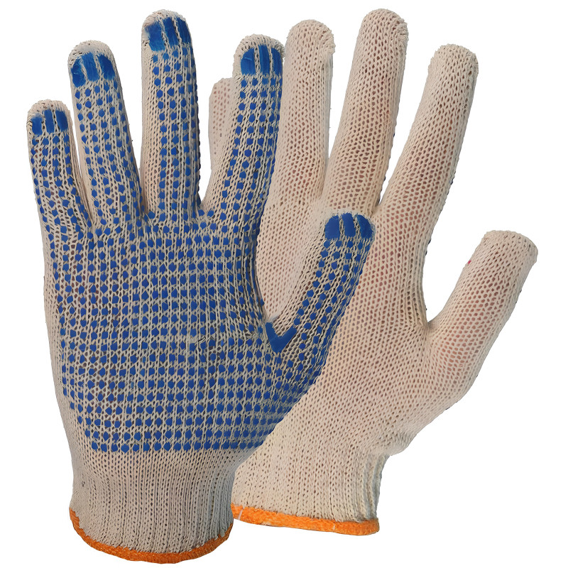 Перчатки защитн трикотажн ПВХ Точка 5нитей 48-50гр 10кл 400пар/уп(белые)