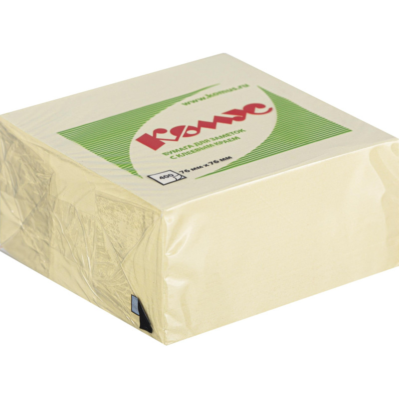 Стикеры КОМУС с клеев.краем Куб 76х76 желтый 400л