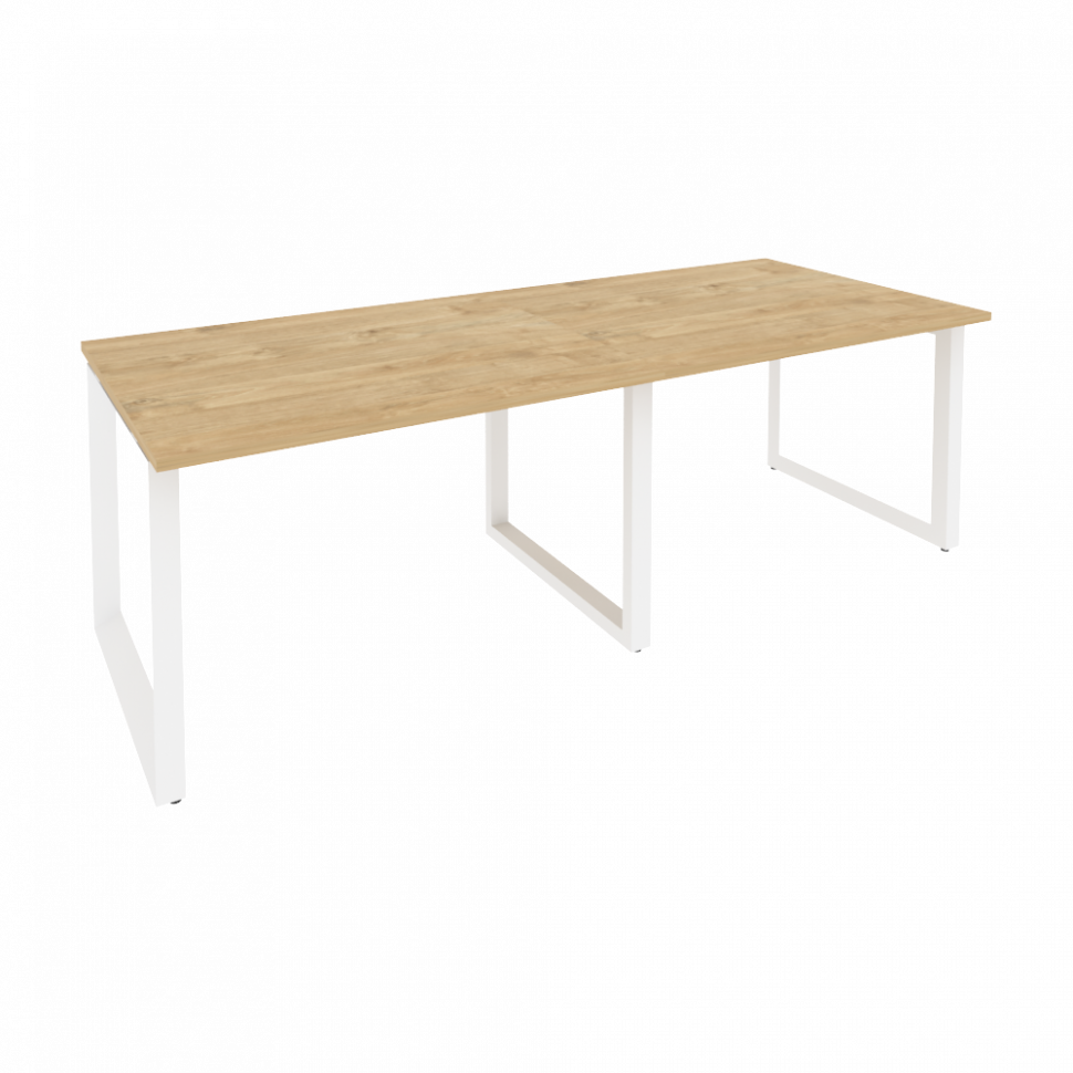 Onix Стол переговорный O.MO-PRG-2.2 Тиквуд Светлый/Металл Белый 2360*980*750 Onix Стол переговорный O.MO-PRG-2.2 Тиквуд Светлый/Металл Белый 2360*980*750