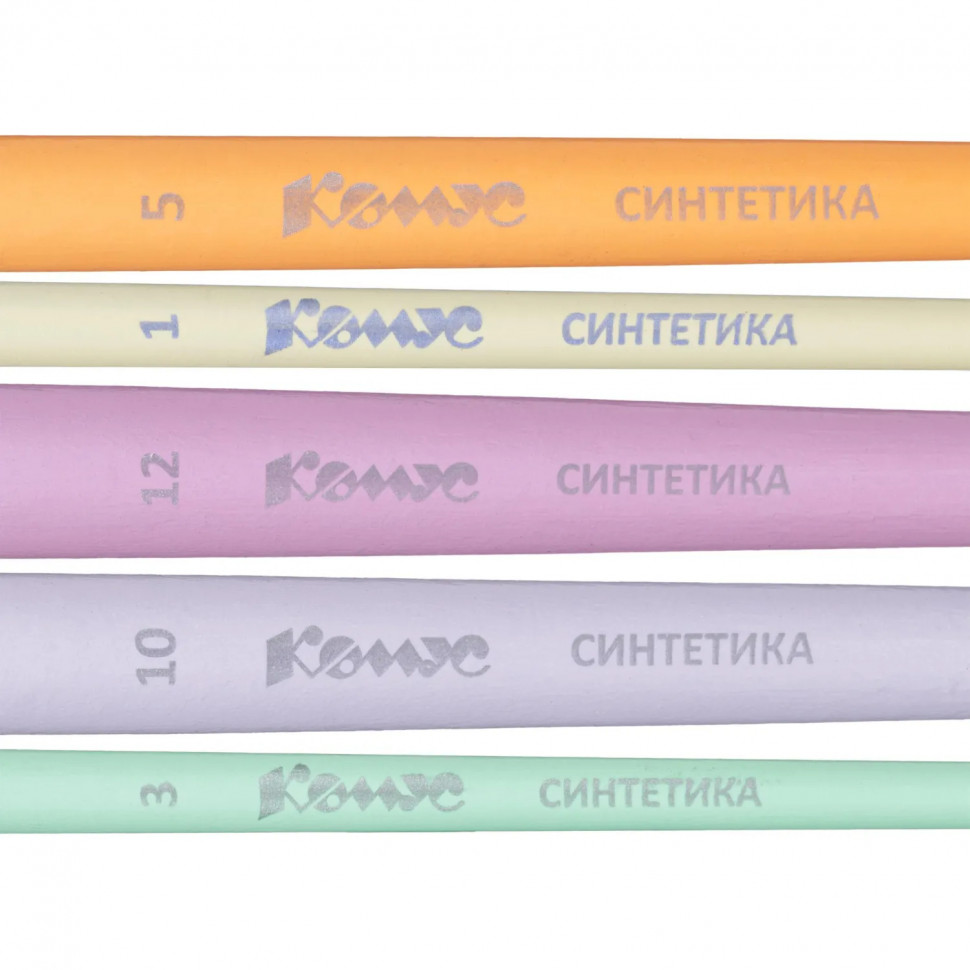 Набор кистей Комус Класс Kitty stickers синт,кр(№1,3,5)пл(№10,12),5шт,европ Набор кистей Комус Класс Kitty stickers синт,кр(№1,3,5)пл(№10,12),5шт,европ